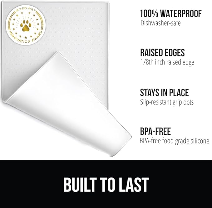 GORILLA GRIP 100% Waterproof Raised Edge BPA Free Silicone Pet Feeding Mat - Image 2
