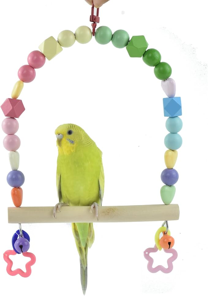 Wooden Bird Swing for Cockatiels Parrot Perch Hanging Toys Parakeets Birdcage - Image 4