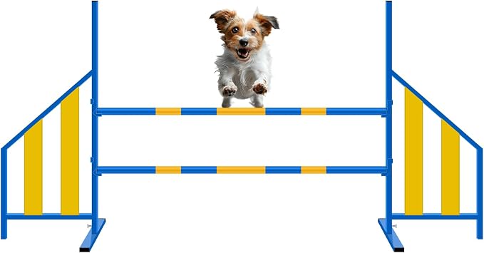 Agility Wing Jumps with Bar Dog Training Hedge Metal Frame Adjustable Pet by Seenelling