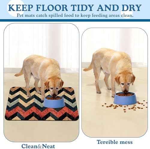Vintage Plaid Pet Food Mat for Cats and Dogs–Absorbent Quick Dry