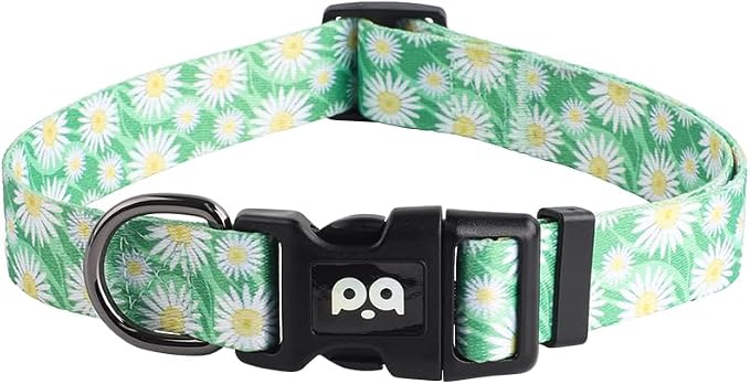 QQPETS Adjustable Soft Dog Collar: Print Flower Pink Multicolor Cute Patterns by QQPETS