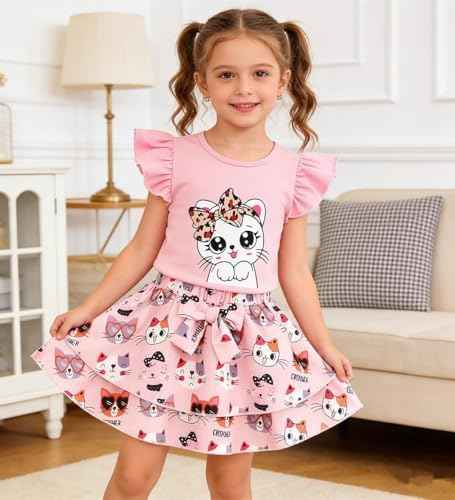 Girls Skirt Set 2 Piece Outfit Toddler Summer Clothes Ruffle Sleeve