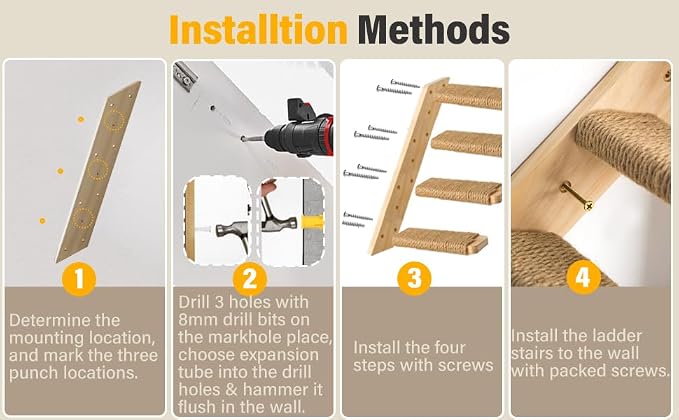 4 Steps Cat Wall Shelves Cat Wall Stairs - Image 8