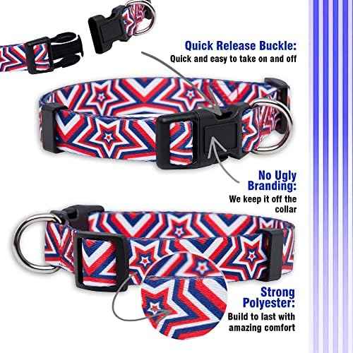 Native Pup American Flag Dog Collar- Red White and Blue- Patriotic