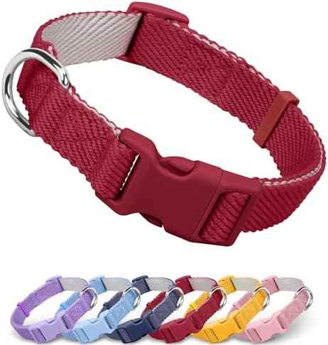 Dynmeow Soft and Breathable Cotton Dog Collar, Durable Adjustable Pet