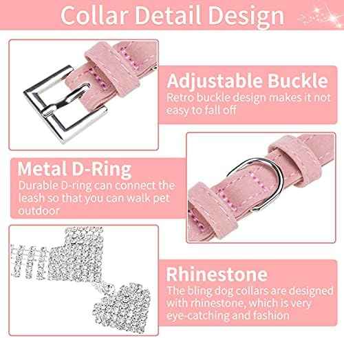 EXPAWLORER Cute Dog Necklace - Rhinestone Dog Collar, Soft Velvet