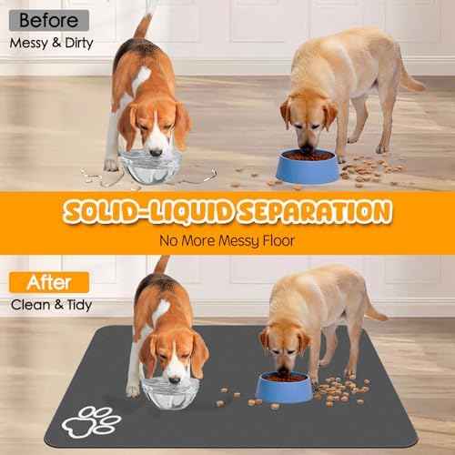 Dog Food Mat, 39.4"x31.5" Largest Absorbent Dog Mat for Food and