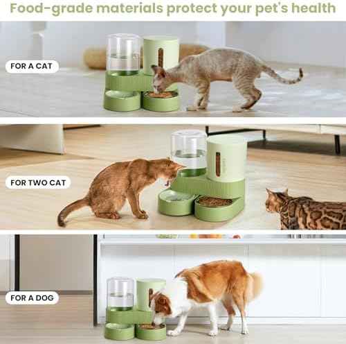 Automatic Cat Feeder Stainless Steel Water Dispenser Gravity Food
