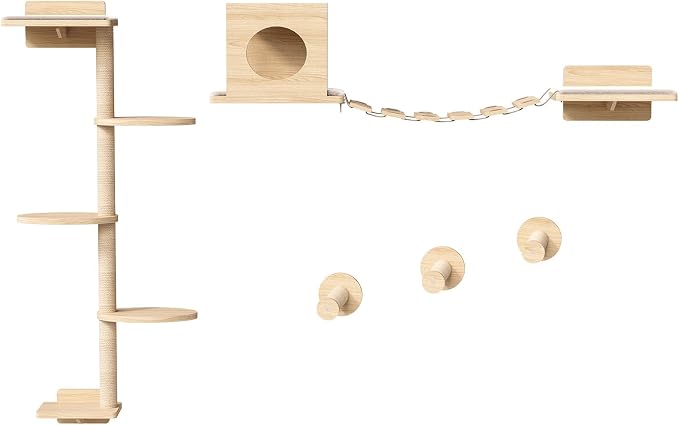 HOOBRO Wood Cat Wall Shelves for Large Cats, 11-Piece Cat Wall Furniture by HOOBRO