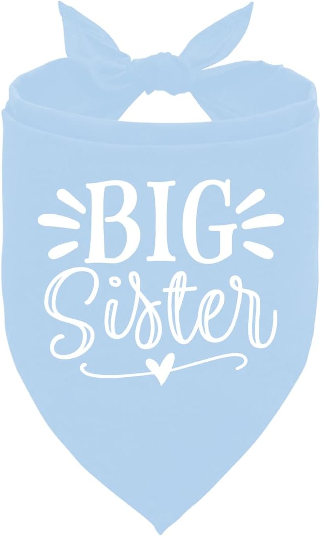 Big Sister Dog Bandanas, Light Blue Pet Scarf Accessories, Pet Triangle Scarf by ZPPRJF