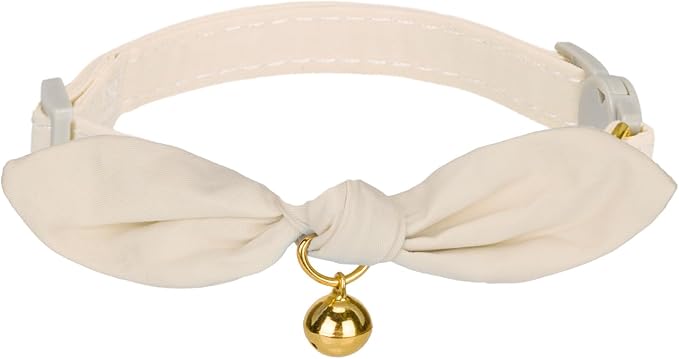 Bunny Ear Cat Collar with Bell and Bow Tie, Breakaway Cute Bowtie Kitten Collars by YUDOTE