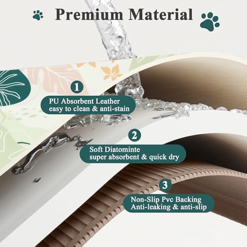 Topotdor Dog Food Mat for Floors,Absorbent Mat for Dog Food and Water
