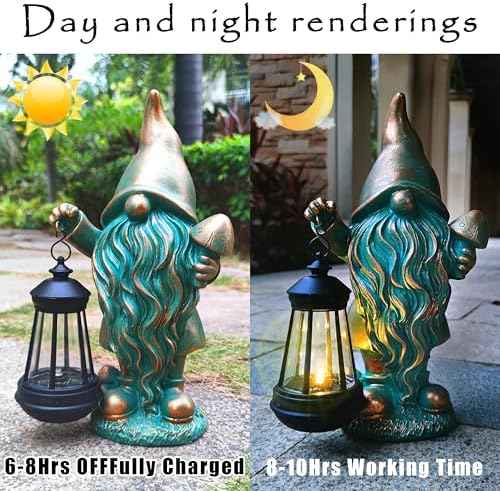 JOYBEE Garden Statues Gnomes with Solar Lantern Outdoor Decor-Gnomes
