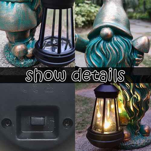 JOYBEE Garden Statues Gnomes with Solar Lantern Outdoor Decor-Gnomes