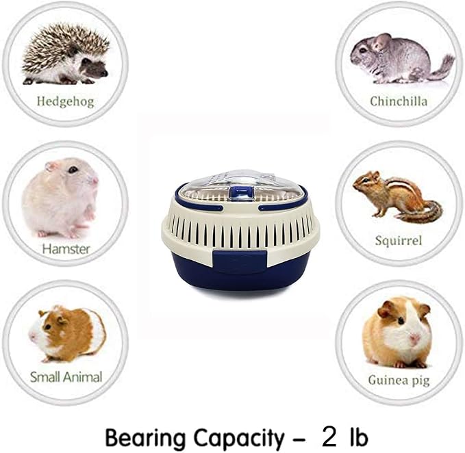 Black Travel Small Animals Hamster Hedgehog Guinea Pig Cage Carrier - Image 8