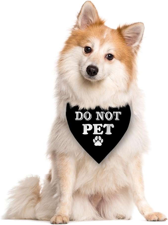 Do Not Pet Dog Bandana, Gift for Dogs Lover, Funny Cute Pet Triangle Scarf - Image 2