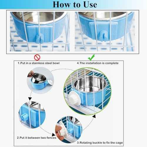 Mechpia 2 Pieces Crate Dog Bowl, Removable Stainless Steel Pet Kennel
