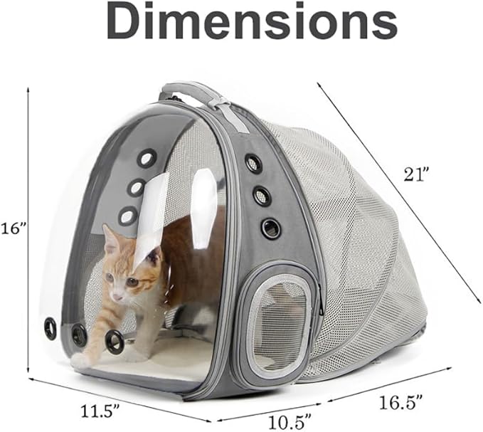 Back Expandable Cat Backpack Carrier, Fit up to 12 lbs, Space Capsule Bubble - Image 2