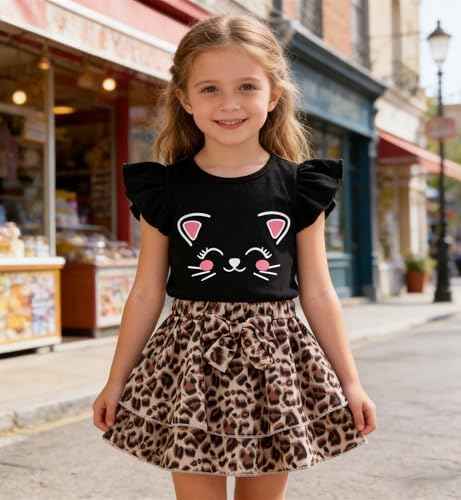 Girls Skirt Set 2 Piece Outfit Toddler Summer Clothes Ruffle Sleeve