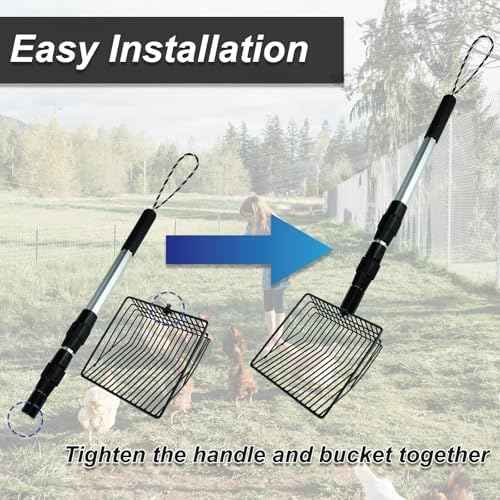 Chicken Poop Scooper 3 in 1 Adjustable Long Handle Litter Metal Scoop