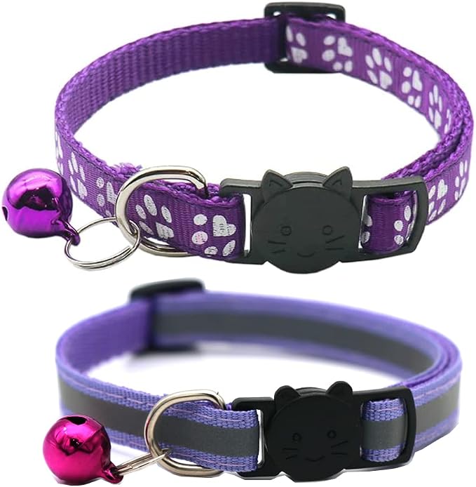 2 Pack Cat Collars Quick Release Reflective Kitten Collar by Unknown