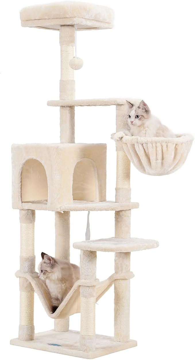 Hey-brother Cat Tree with Large Hammock, Cat Condo with Sisal-Covered by Hey-brother