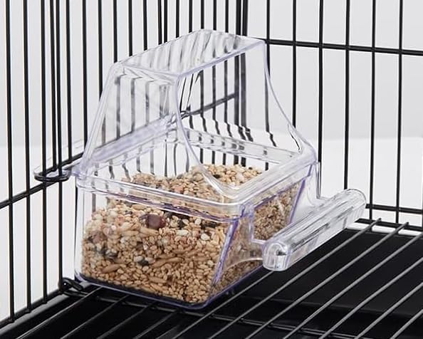 Mcage Lot of 4 Clear Transparent Bird Cage Birds Feeding & Watering Feeder Cups - Image 3