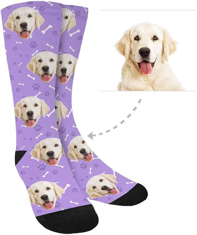 MyPupSocks Custom Personalized Photo Pet Face Socks, Cat and Dog Tracks Paws - Image 3