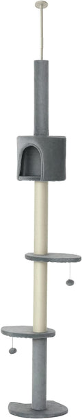 PawHut 85.5" Cat Tree Height Adjustable Floor-to-Ceiling 4-Tier Kitty Climbing by PawHut