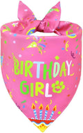 Dog Birthday Bandana Girl for Small Dogs, Reversible 2 Patterns in 1, Happy by WoffBow