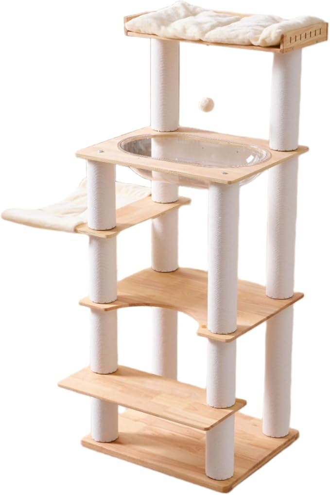SHENGOCASE Modern Natural Wooden Wood Cat Tree Tower Condo, Extra Large Top by SHENGOCASE
