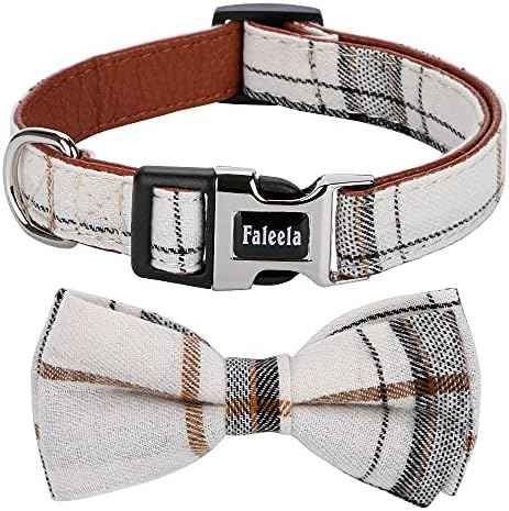 Faleela Soft &Comfy Bowtie Dog Collar,Detachable and Adjustable Bow