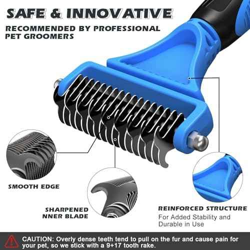 3PCS Pet Grooming Rake & Metal Comb & Flea Comb for Cats and Dogs