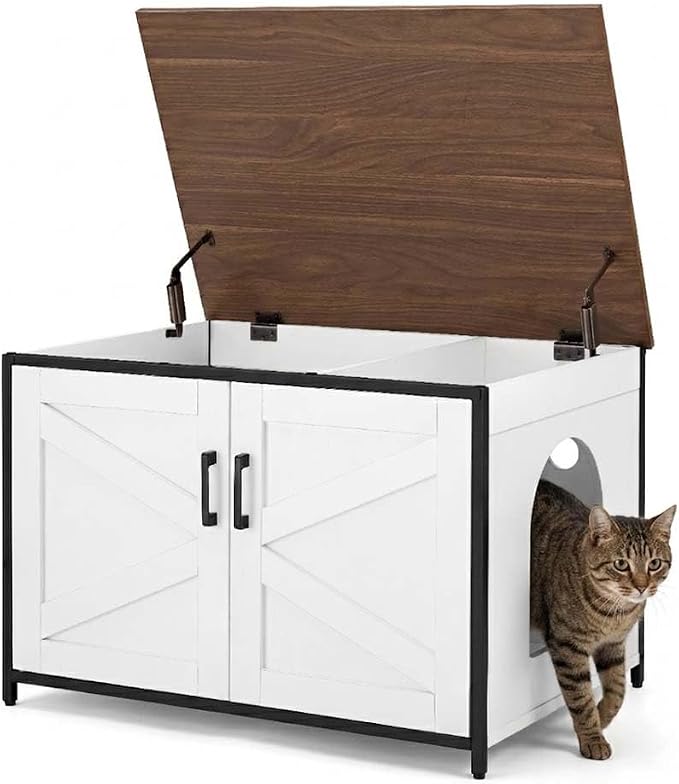 unipaws Extra Large Cat Litter Box Enclosure Furniture by unipaws