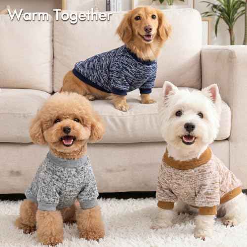 3 Pack Dog Sweaters for Small Dogs Girl Boy Winter Fleece Clothes Warm