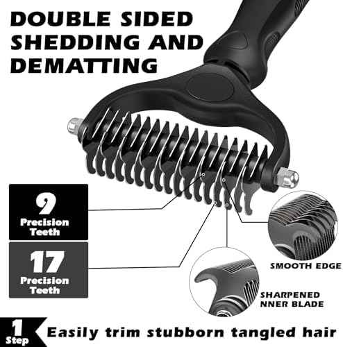 3PCS Self Cleaning Slicker Brush & Pet Grooming Rake & Flea Comb for