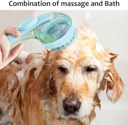 (6 Pcs) ELEGX Pet Grooming Bath Massage Brush with Soap and Shampoo