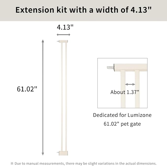 Lumizone Extra Tall Cat Gate Extension Kit 61.02" High Pressure Mounted 4.13" - Image 3