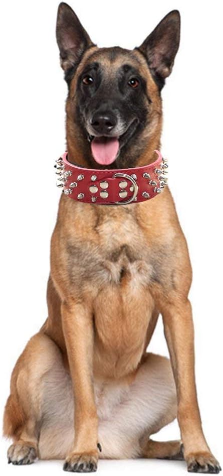 Serijoars Spiked Studded Dog Collar, PU Leather Dog Collar, Adjustable Pet - Image 2