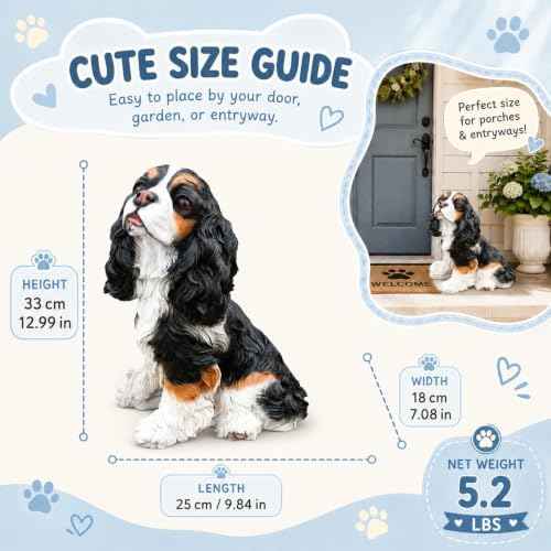 Tricolor Cavalier King Charles Spaniel - 12.99 Inch Outdoor Dog