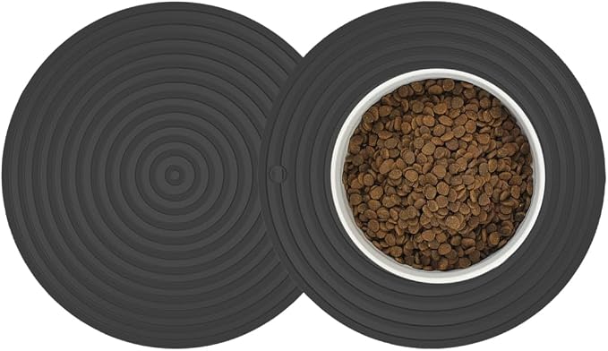 2 Pack Silicone Pet Food Mat, Small Rubber Mat by Metopets
