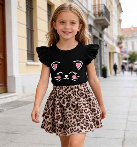 Girls Skirt Set 2 Piece Outfit Toddler Summer Clothes Ruffle Sleeve