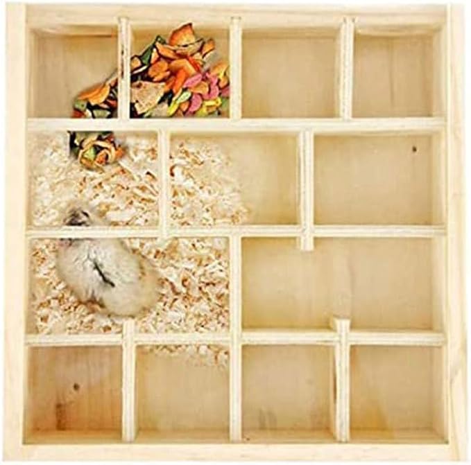 Wooden Hamster Maze Toy Multi-Grid Maze Household Hamster Hideaway Toy Small - Image 6