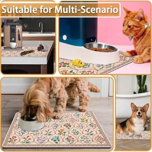 Absorbent Pet Dog Bowl Mat for Food and Water, Pet Cat Food Feeding