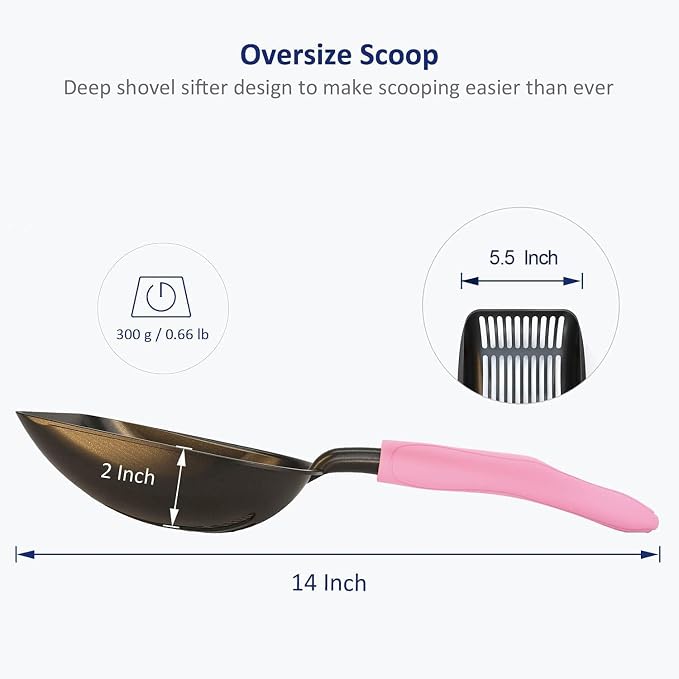 WePet Cat Litter Scoop, Non-Stick Plated Aluminum Alloy Sifter, Kitty Durable - Image 3