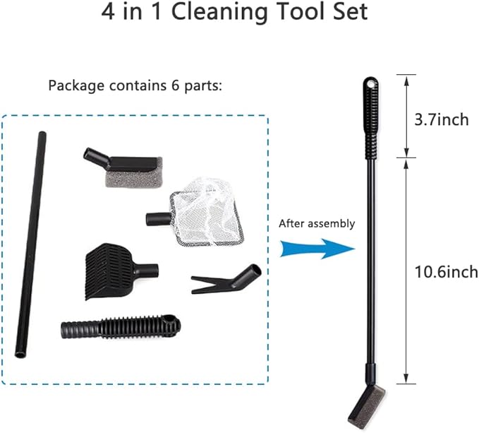 Aquarium Fish Tank Cleaning Tool Set, 4-in-1 Multi-Function Aquarium Cleaning - Image 2