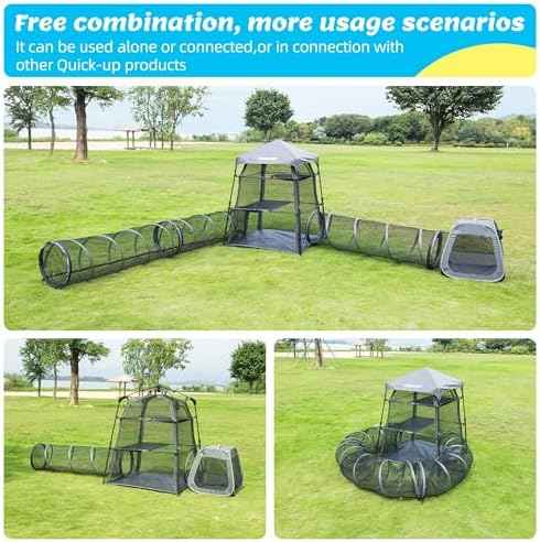 3 in 1 Portable Cat Enclosures with Tunnel & Cat House, Quick Setup