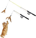 2-Pack Cat Wand Toys with Feather & Silvervine Stick – Adjustable 16"-28" by jiafeipet