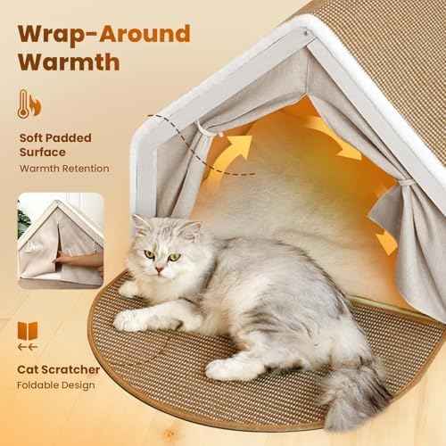 Cat Houses for Indoor Cats - 4 Seasons Cat Bed Cave with Natural Sisal