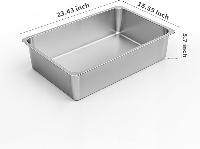 Kirecoo Stainless Steel Cat Litter Box XL- Metal High Sided Cat Pan, Large - Image 2